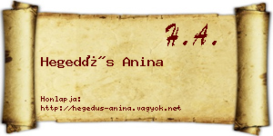 Hegedűs Anina névjegykártya